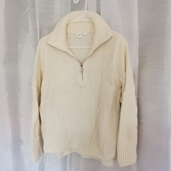 GAP Cream Knit 1/4 Zip Sweater | M - Picture 6 of 6